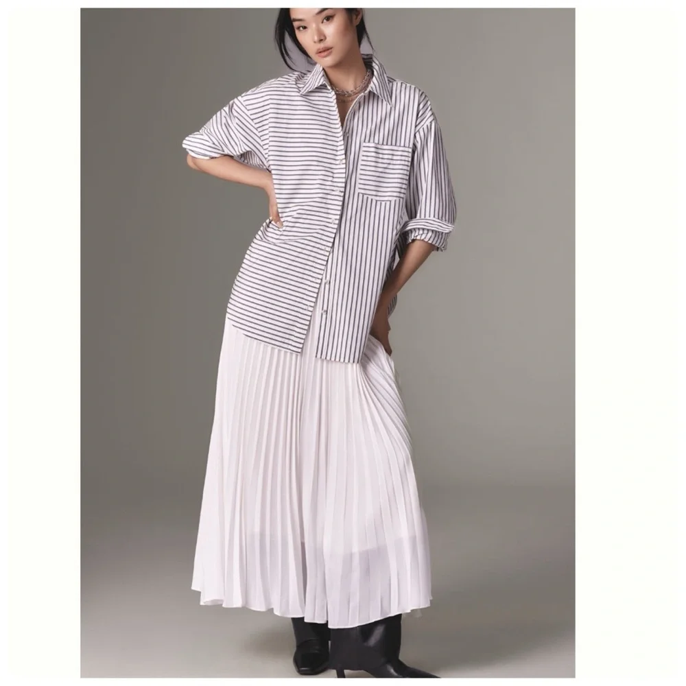 NWT Anthropologie Twofer Shirt Pleated Pull Over DRESS ONLY, L Petite - Picture 12 of 14